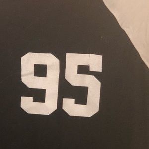 Black and white t-shirt w varsity stripes